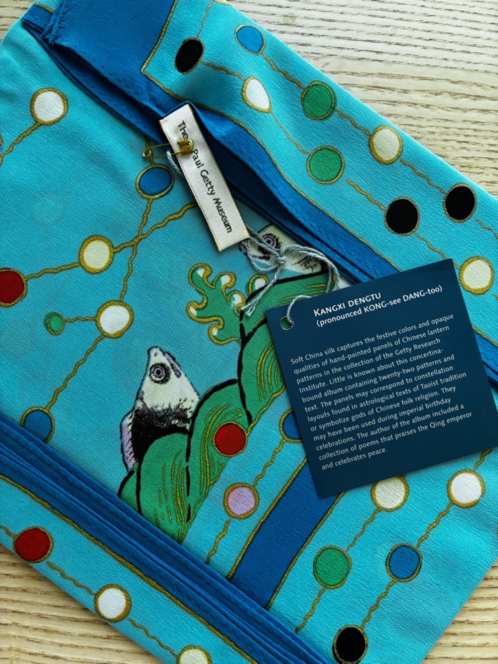 Chinese Silk Scarf with Colorful Motif featuring Art from the Getty - Picture 4 of 9